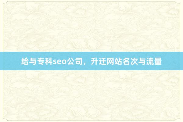 给与专科seo公司，升迁网站名次与流量