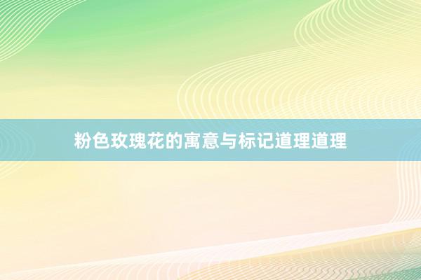 粉色玫瑰花的寓意与标记道理道理